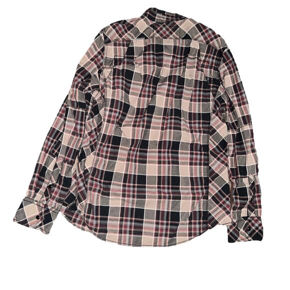 Buckle Black And Red Plaid Mens M Long Sleeve Black Pearl Snap Western Shirt - Picture 5 of 5